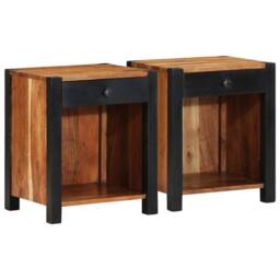 Berkfield Home Modern Bedside Cabinets 2 pcs 40x35x50 cm Solid Wood Acacia in Brown - Size: 40 x 35 x 50 cm - thumbnail 2