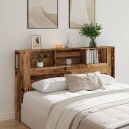 Berkfield Home Headboard Cabinet Old Wood 180x18.5x102.5 cm Engineered Wood in Brown - thumbnail 3