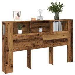 Berkfield Home Headboard Cabinet Old Wood 180x18.5x102.5 cm Engineered Wood in Brown - thumbnail 2