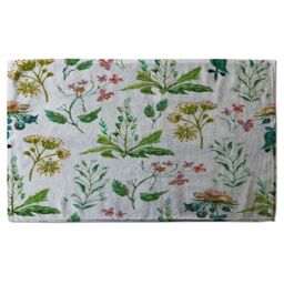 Benjamin Tate Design Watercolour Leaves & Flowers Soft Bath Towel in Green - thumbnail 1