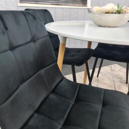 KOSY KOALA Dining Table & 4 Chairs White Round Table With 4 Black Velvet Chairs Dining Room Furniture in Brown - thumbnail 5