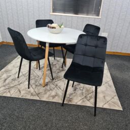 KOSY KOALA Dining Table & 4 Chairs White Round Table With 4 Black Velvet Chairs Dining Room Furniture in Brown - thumbnail 7