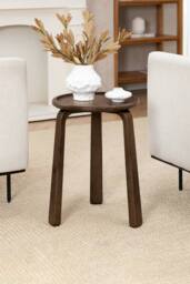 MH London Round Solid Mango Wood Side Table, Bedside End Table for Living Room & Bedroom - Daisy in Dark Brown - thumbnail 3