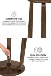 MH London Round Solid Mango Wood Side Table, Bedside End Table for Living Room & Bedroom - Daisy in Dark Brown - thumbnail 6