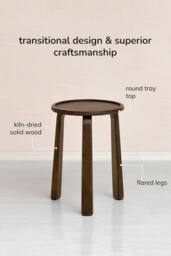 MH London Round Solid Mango Wood Side Table, Bedside End Table for Living Room & Bedroom - Daisy in Dark Brown - thumbnail 4