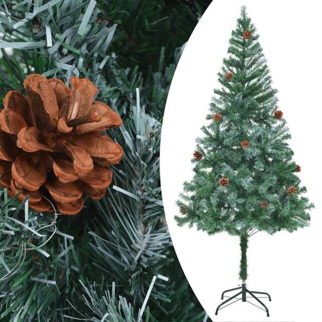 Berkfield Home Artificial Pre-lit Christmas Tree with Ball Set Pinecones 180 cm in Green - image 1