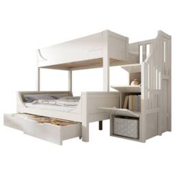 Merax Single Over Double Bunk Beds for Children Family with Drawers, White - thumbnail 6