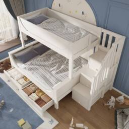 Merax Single Over Double Bunk Beds for Children Family with Drawers, White