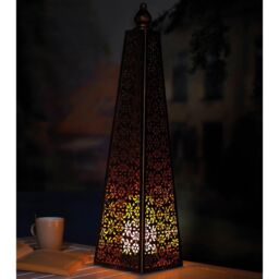 mysmartbuy Battery Powered Moroccan Style Pyramid Lantern Lamp - Weatherproof Bronze Effect Home or Garden LED Light - H60 x 15cm Diameter - thumbnail 2