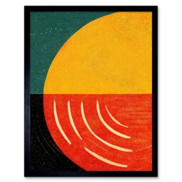 "Artery8 Wall Art Print Simple Bold Abstract Modern Painting Teal Mustard Coral Black Art Framed - Size: W12"" x H16""" - thumbnail 1