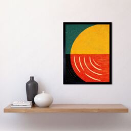 "Artery8 Wall Art Print Simple Bold Abstract Modern Painting Teal Mustard Coral Black Art Framed - Size: W12"" x H16""" - thumbnail 2