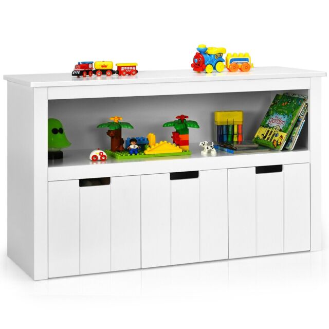 Costway 3 Drawer Storage Cabinet Wooden Bookshelf Display Rack Toy Organizer Table in White - image 1
