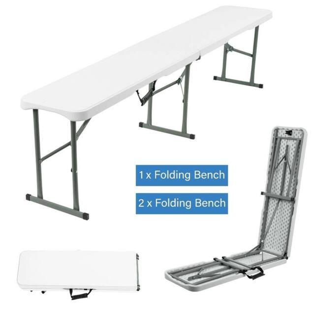 SPETLEK 6FT Plastic Folding Bench Portable 1x in White - Size: 0.6m2 - image 1