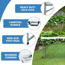 SPETLEK 6FT Plastic Folding Bench Portable 1x in White - Size: 0.6m2 - thumbnail 4