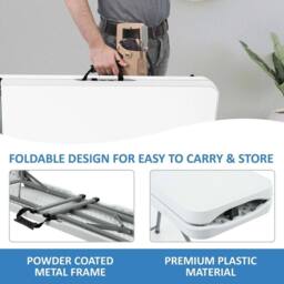 SPETLEK 6FT Plastic Folding Bench Portable 1x in White - Size: 0.6m2 - thumbnail 2