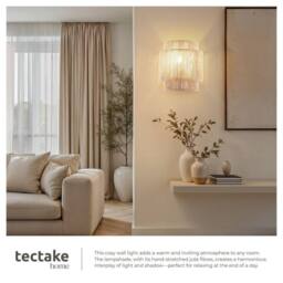 tectake Wall Light Lignea In 3 Tiers, Jute Fibre & Boho Chic Design in Natural - thumbnail 7