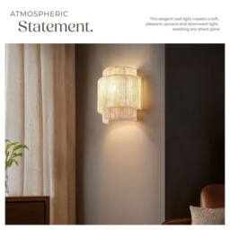 tectake Wall Light Lignea In 3 Tiers, Jute Fibre & Boho Chic Design in Natural - thumbnail 3