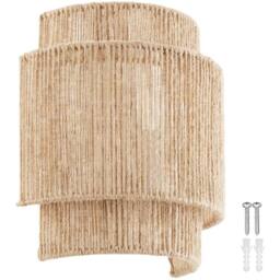 tectake Wall Light Lignea In 3 Tiers, Jute Fibre & Boho Chic Design in Natural