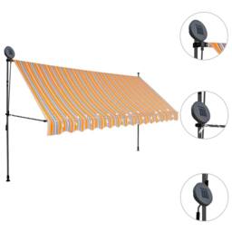 Berkfield Home Manual Retractable Awning with LED 350 cm Yellow & Blue - thumbnail 1