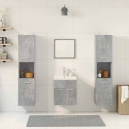 Berkfield Home 5 Piece Bathroom Furniture Set Concrete Grey Engineered Wood - thumbnail 3