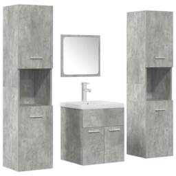 Berkfield Home 5 Piece Bathroom Furniture Set Concrete Grey Engineered Wood - thumbnail 1