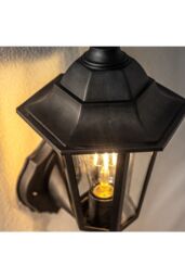 CGC Lighting 'Yasmin' Black Outdoor Traditional Lantern Style Wall Light - thumbnail 4