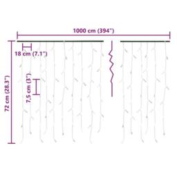 Berkfield Home LED Curtain Icicle Lights 10m 400 LED Blue 8 Function - thumbnail 5