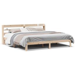 Berkfield Home Bed Frame with Headboard without Mattress 200x200 cm in Natural - thumbnail 1