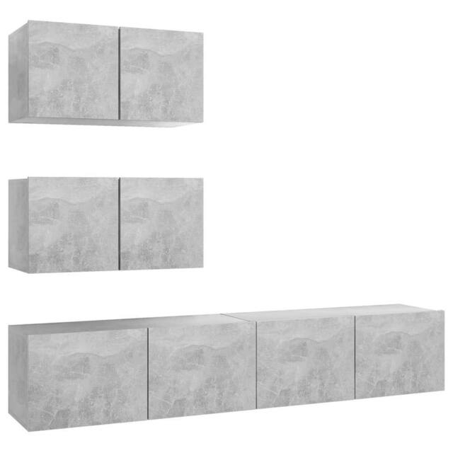 Berkfield Home 4 Piece TV Cabinet Set Concrete Grey Engineered Wood - image 1