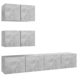 Berkfield Home 4 Piece TV Cabinet Set Concrete Grey Engineered Wood - thumbnail 1