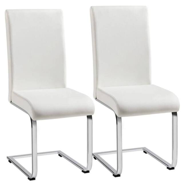 Kelvenix White Dining Chairs 2pcs Modern Leather - Size: 0.6m2 - image 1