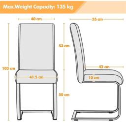 Kelvenix White Dining Chairs 2pcs Modern Leather - Size: 0.6m2 - thumbnail 2