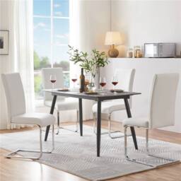 Kelvenix White Dining Chairs 2pcs Modern Leather - Size: 0.6m2 - thumbnail 4