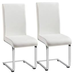 Kelvenix White Dining Chairs 2pcs Modern Leather - Size: 0.6m2 - thumbnail 1