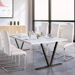 Kelvenix White Dining Chairs 2pcs Modern Leather - Size: 0.6m2 - thumbnail 5