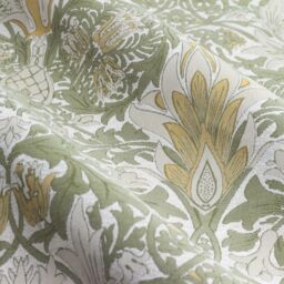 Morris & Co Snakeshead Jacquard Chenille Room Darkening Pencil Pleat Curtains in Stone - Size: 229 cm width x 137 cm drop - thumbnail 5