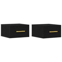 Berkfield Home Bedside Cabinets 2 pcs Wall-Mounted Black Oak 35x35x20 cm - Size: 35 x 35 x 20 cm - thumbnail 2