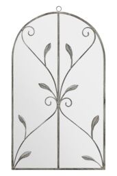 "MirrorOutlet Concrete Colour Metal Frame Arched Garden Mirror 31"" x 18"" 80 x 46CM in Grey - Size: 1 Pack" - thumbnail 6