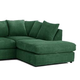 Furnishings For Less UK Luxor Jumbo Cord 4 Seater Corner sofa Right Hand Facing in Green - thumbnail 3
