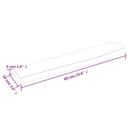 Berkfield Home Wall Shelf Dark Grey 60x10x4 cm Treated Solid Wood Oak in Brown - Size: 60 x 10 x 4 cm - thumbnail 5