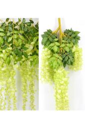 Living and Home 12 Pcs Hanging Artificial Wisteria Vine for Wedding Decoration in Light Green - thumbnail 3