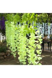 Living and Home 12 Pcs Hanging Artificial Wisteria Vine for Wedding Decoration in Light Green - thumbnail 2