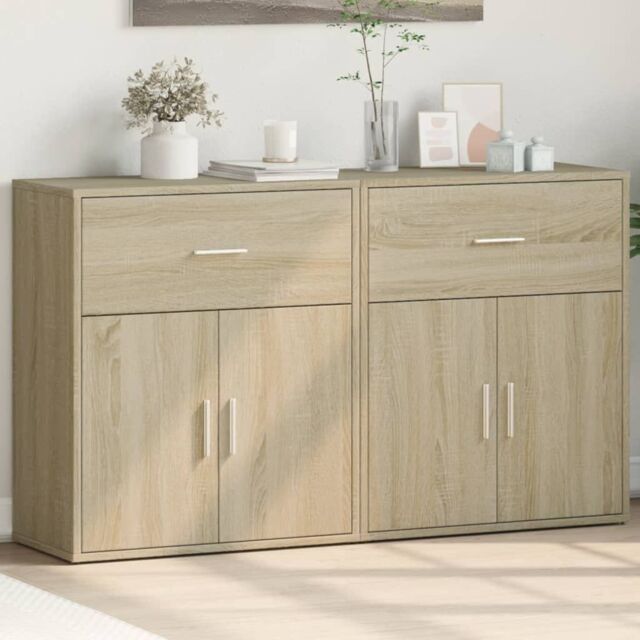 Berkfield Home Sideboards 2 pcs Sonoma Oak 60x31x70 cm Engineered Wood in Brown - Size: 60 x 31 x 70 cm - image 1