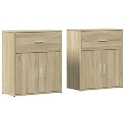 Berkfield Home Sideboards 2 pcs Sonoma Oak 60x31x70 cm Engineered Wood in Brown - Size: 60 x 31 x 70 cm - thumbnail 2