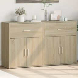 Berkfield Home Sideboards 2 pcs Sonoma Oak 60x31x70 cm Engineered Wood in Brown - Size: 60 x 31 x 70 cm - thumbnail 1