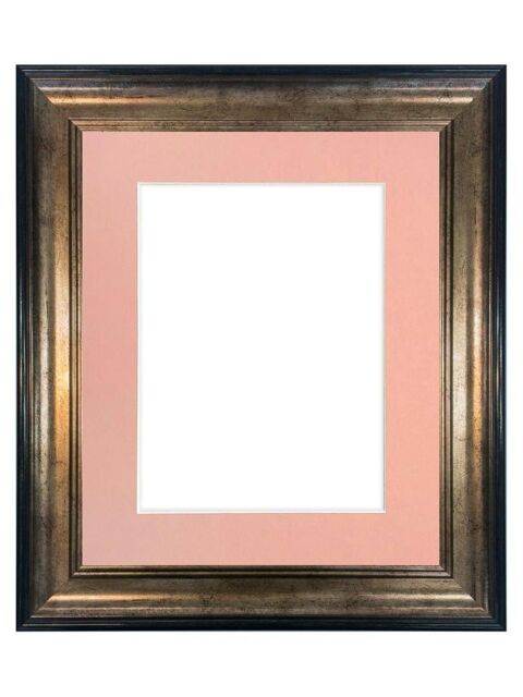 Frames & Mirrors 4U Scandi Black & Gold Frame with Pink Mount for Image Size A2 - image 1