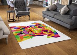 Benjamin Tate Design Amazing Illustration Of Dog Pop Art Designer Rug in Natural - Size: Large - thumbnail 2