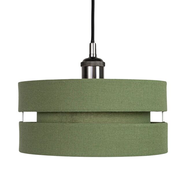 Happy Homewares Contemporary Linen Fabric Triple Tier Ceiling Pendant Light Shade in Olive - Size: 10 inches - image 1