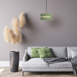 Happy Homewares Contemporary Linen Fabric Triple Tier Ceiling Pendant Light Shade in Olive - Size: 10 inches - thumbnail 6