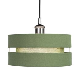 Happy Homewares Contemporary Linen Fabric Triple Tier Ceiling Pendant Light Shade in Olive - Size: 10 inches - thumbnail 2